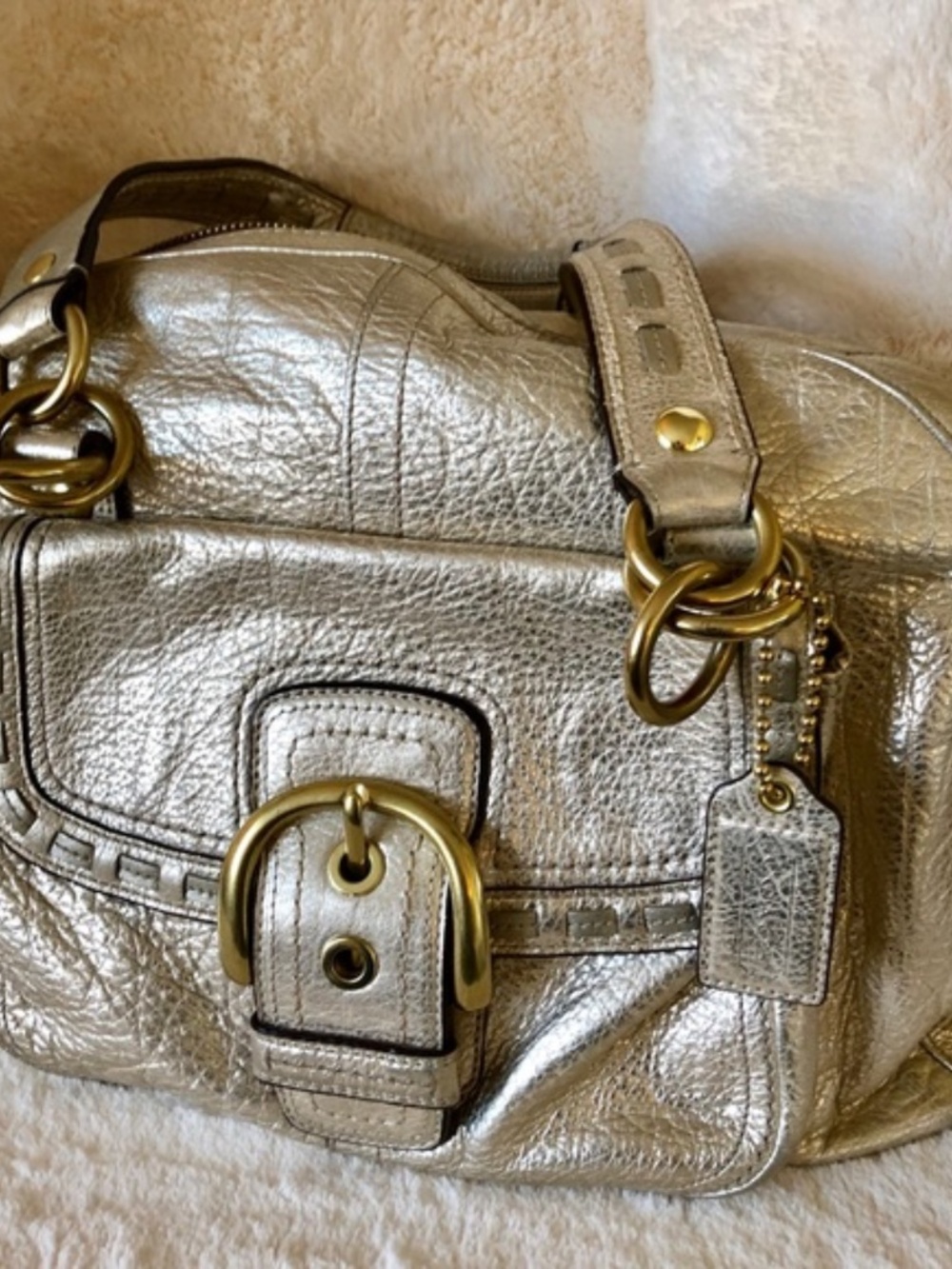 Coach Courtney Metallic Gold Soho Dome Large Satchel Shoulder Bag - Picture 7 of 13